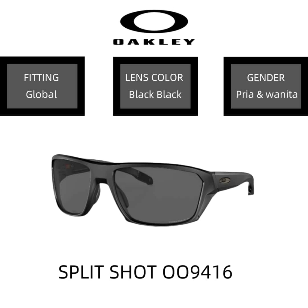 【100%Original】Kacamata Hitam Oakley Original Sunglasses SPLIT SHOT OO9416 Polished Black/Wanita & Pr