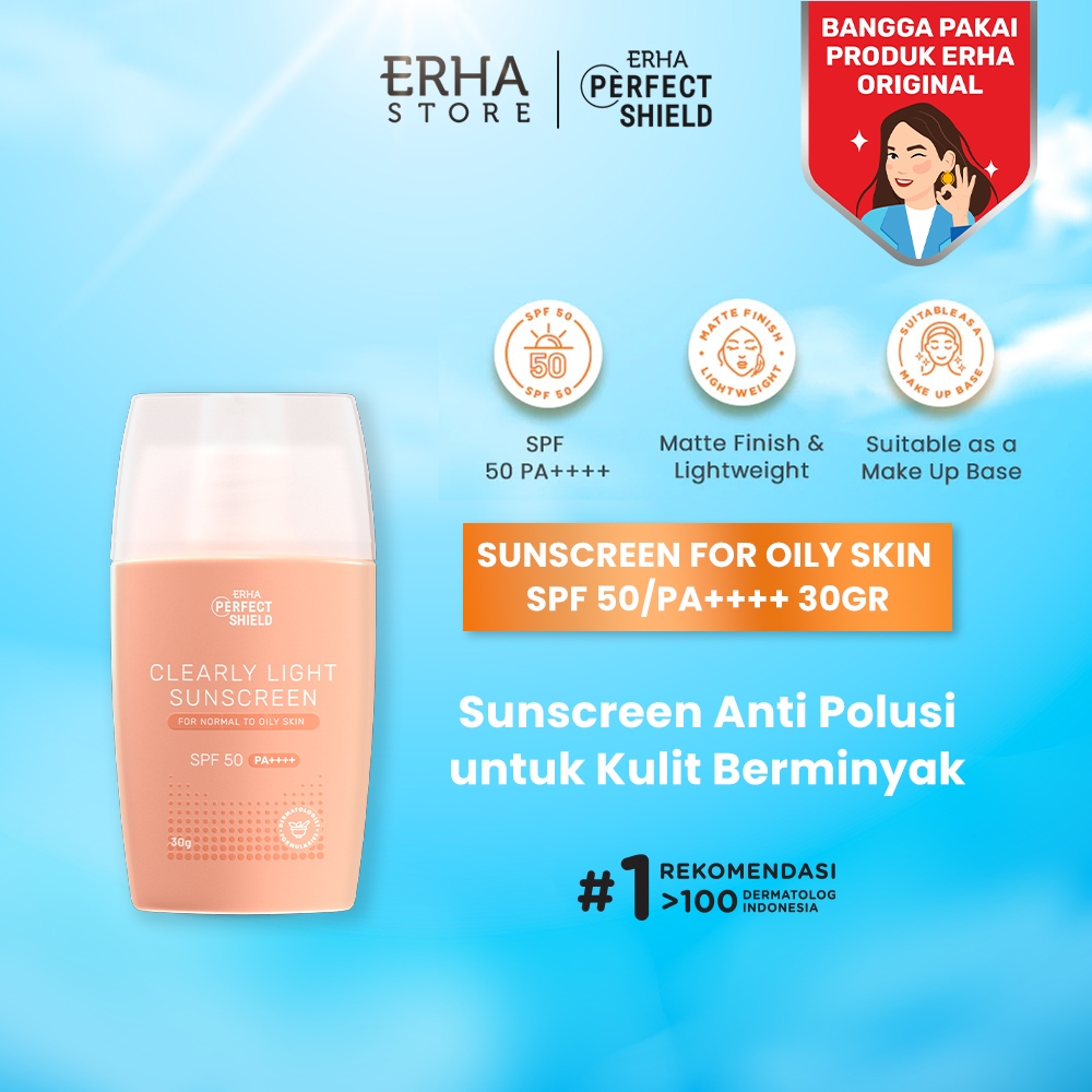 ERHA Perfect Shield Clearly Light Sunscreen SPF50/PA++++ - Sunscreen Kulit Berminyak