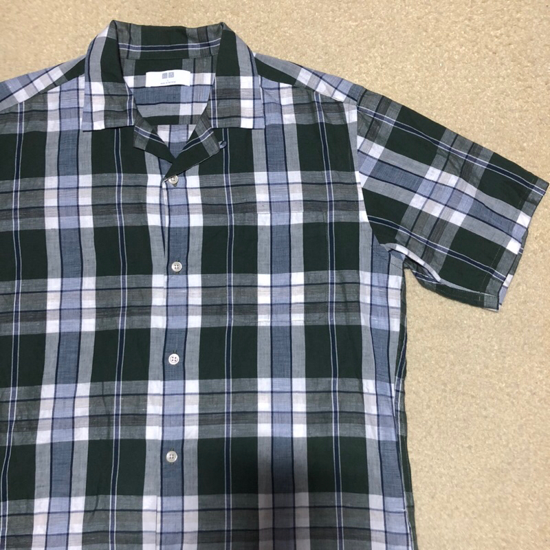 PRELOVED KEMEJA UNIQLO OPEN COLLAR SHIRT TARTAN