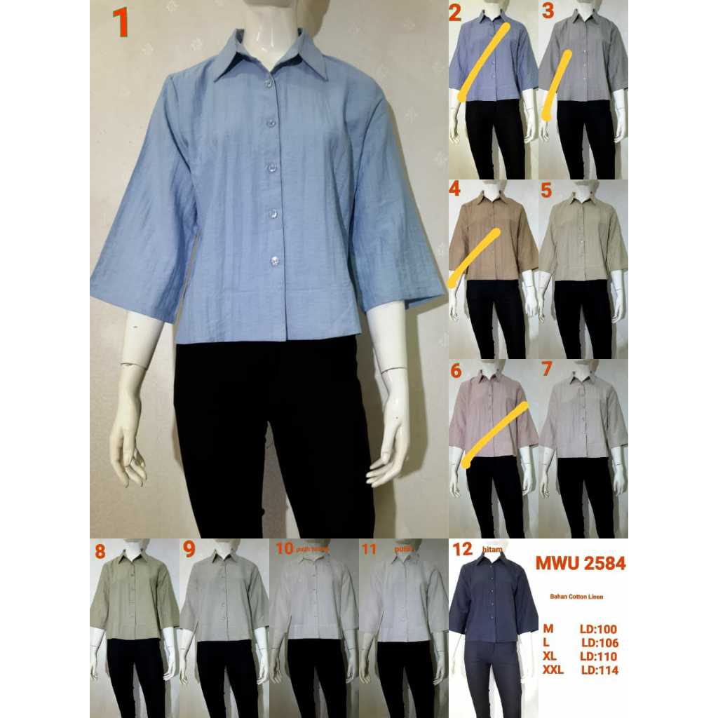 MWU Kemeja Panjang Katun Linen Wanita 2584