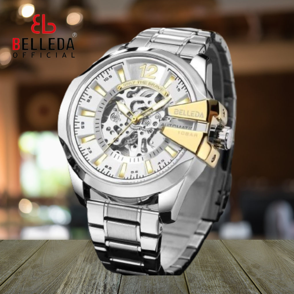 PROMO✔ Jam Tangan Pria Belleda 9473 Automatic Strap Stainless Steel Luxury Watch Populer Original