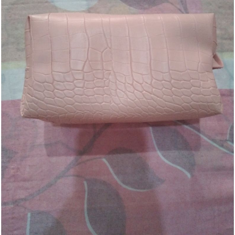 pouch dompet 1 ruang peach navy cewek cowok unisex travel serum royal jelly 1 pcs botol vial glowing