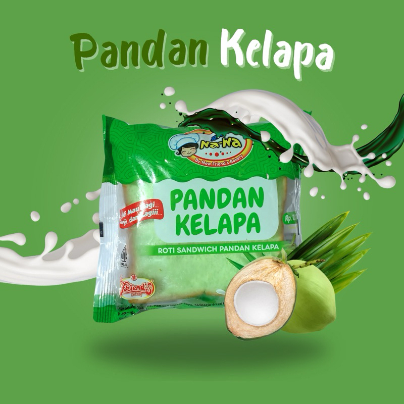 

Roti Nana Sandwich Rasa Pandan Kelapa (5 PCS) Roti Kemasan, Snack