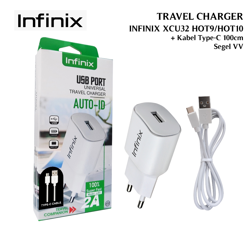 CHARGER HP INIFINIX HOT 9/INFINIX HOT 10 ORIGINAL 100% TC XCU32 KABEL TYPE-C