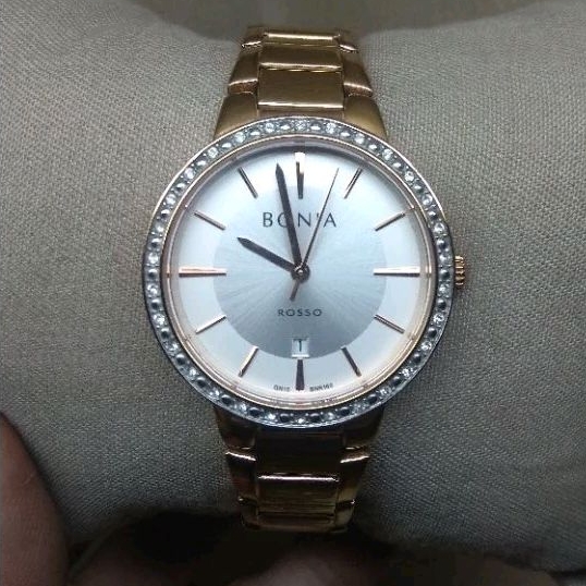 BONIA Rosso Diamond Gold Preloved Jam mewah wanita bekas seken asli original > cek Alexandre