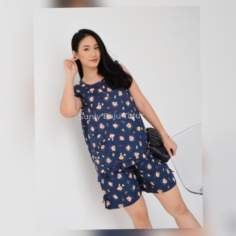 Sunly No.Y20 Yukensi tanpa lengan Baju Tidur Piyama Katun Jepang