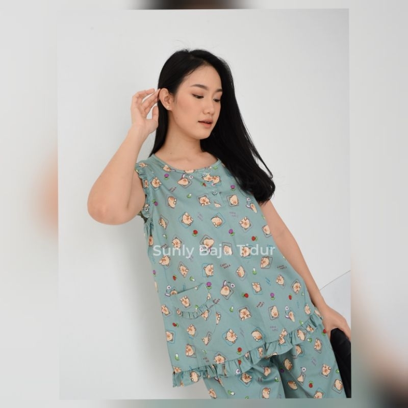 Sunly No.Y18 Yukensi tanpa lengan Baju Tidur Piyama