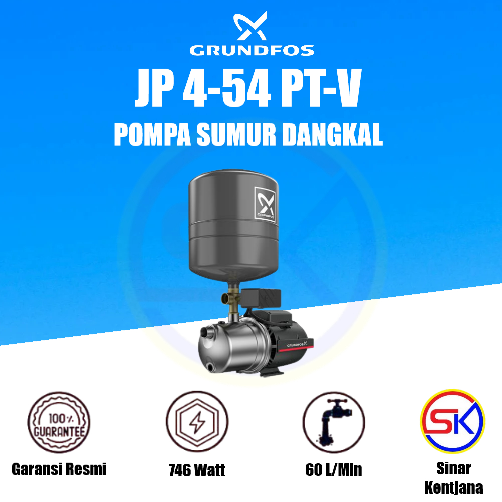 Pompa Grundfos JP 4-54 PT-V - Sumur Dangkal Otomatis