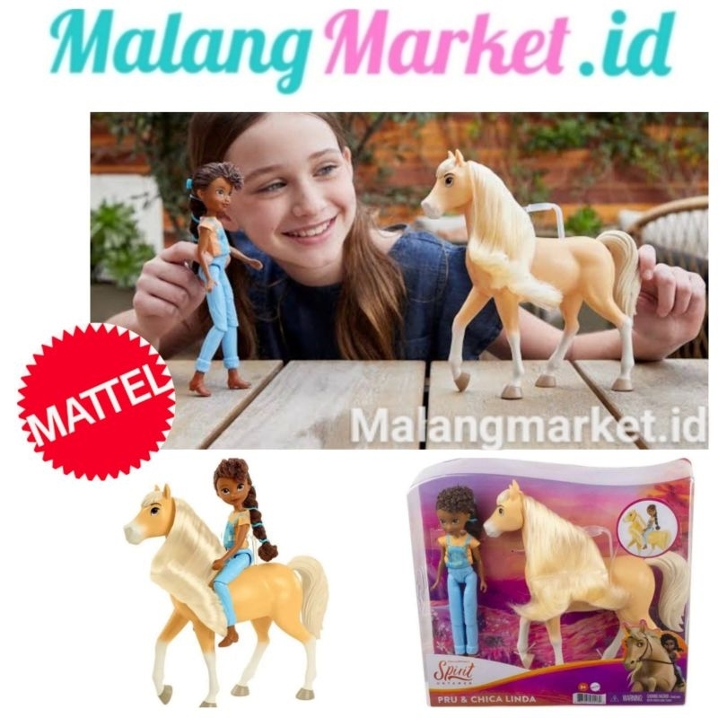 Mattel Barbie Spirit Untamed Doll & Horse Pru and Chica Linda Mainan Kuda Perempuan Barbie Kuda Mala