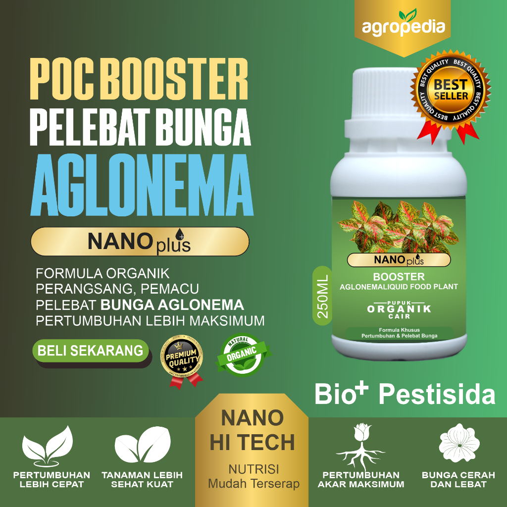 NANOplus Pupuk BOOSTER Tanaman Aglonema, Suplemen Pupuk Cair Tanaman Aglonema, Pupuk Pelebat Tanaman