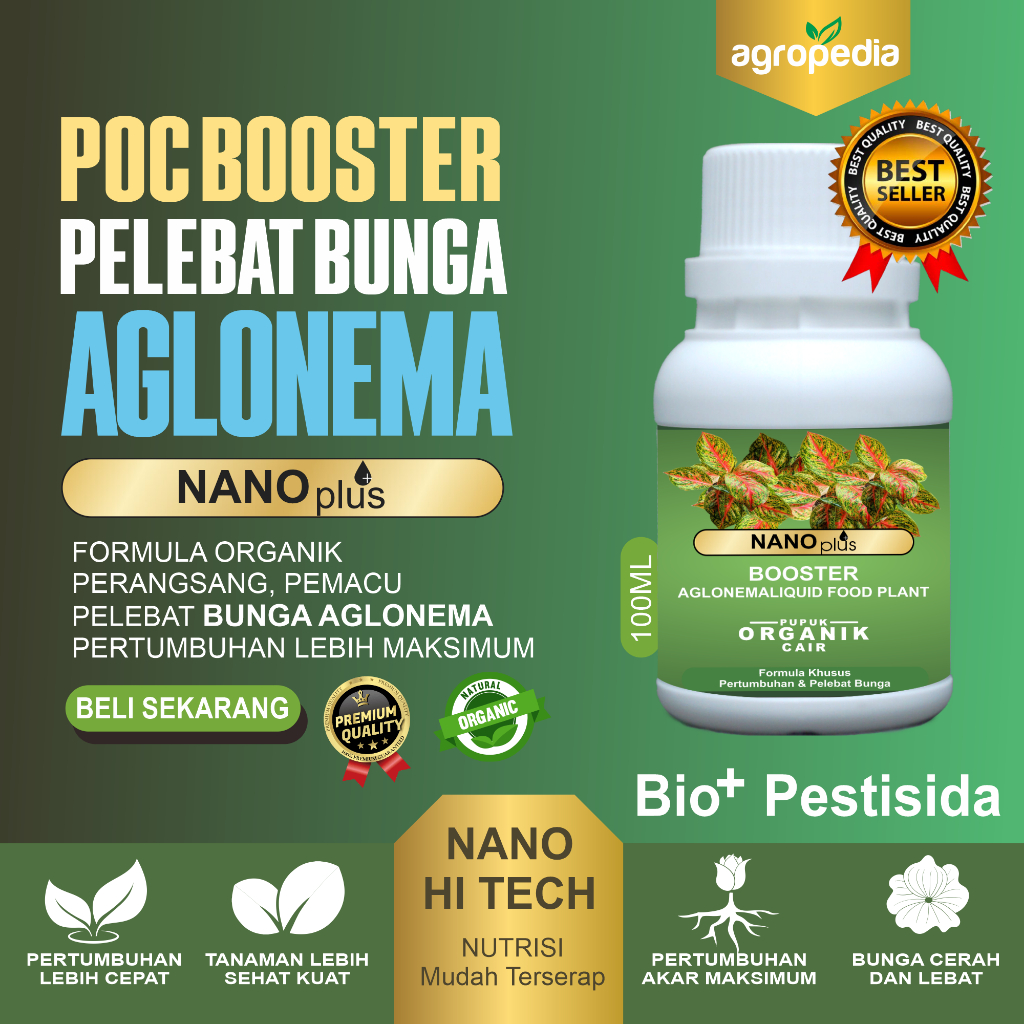 NANOplus Pupuk BOOSTER Tanaman Aglonema, Suplemen Pupuk Cair Tanaman Aglonema, Pupuk Pelebat Tanaman