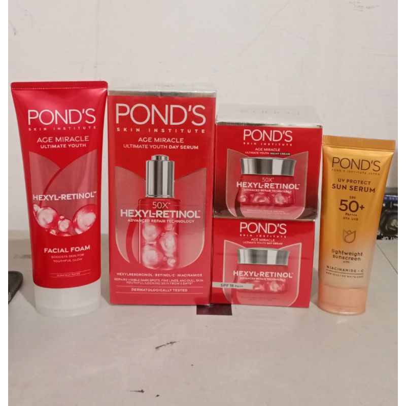 (Paket Lengkap) Ponds Age Miracle Ultimate Youth (1set) + Sunscreen Spf 35