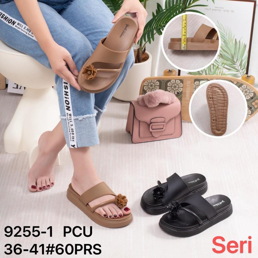 Sandal Wanita Sandal Jepit 9255-1 Bunga Karet Jelly Import