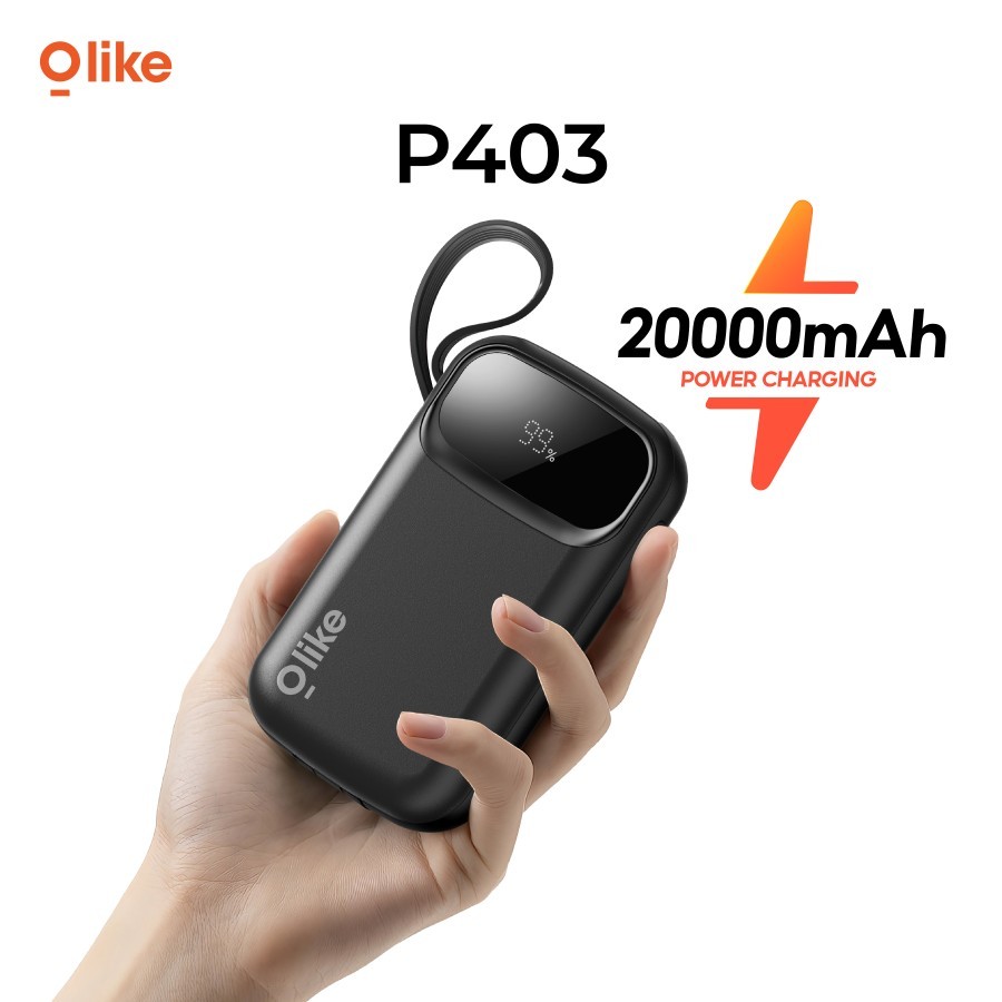 OLIKE POWERBANK LED WITH BUILT-IN CABLE TYPE-C LIGHTNING 20000mAh P403