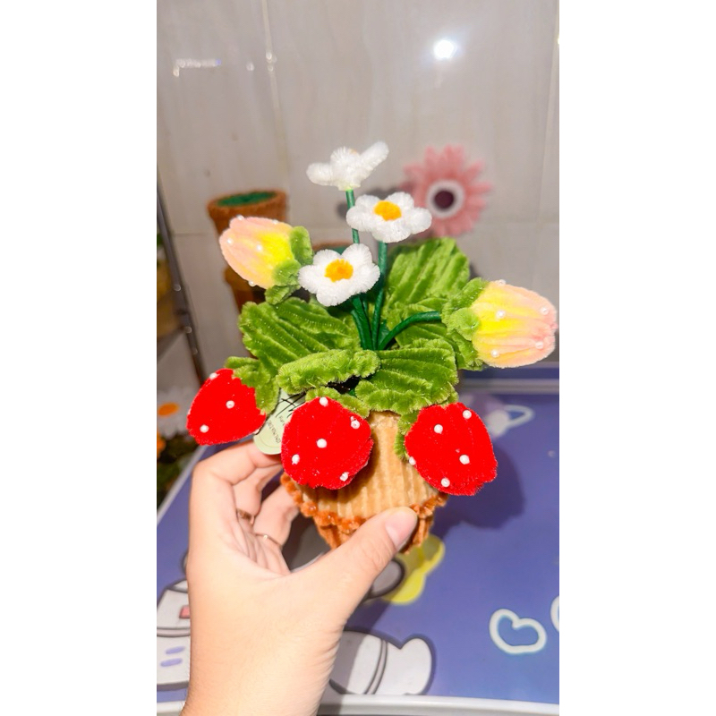 bunga hias pot kawat bulu mercy(pipe cleaner flower)