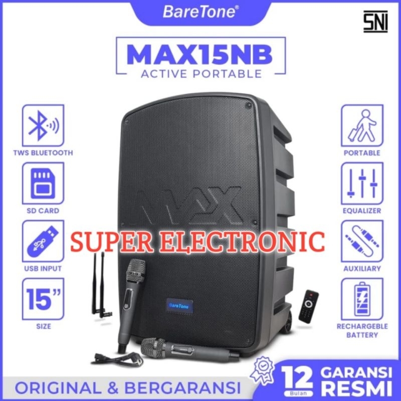 Speaker Portable Baretone Max15Nb Original Speaker Baretone 15inch Garansi resmi