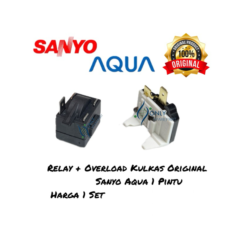 Relay ptc dan overload kulkas sanyo aqua 1 pintu Original relay kulkas sanyo aqua 1 pintu