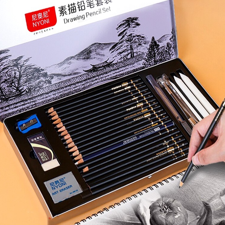 

Kualitas Terpopuler Nyoni Drawing Pencil Gambar Set 29pcs Metal Tin Box Pensil Gambar Lukis Sketsa Lengkap Paket