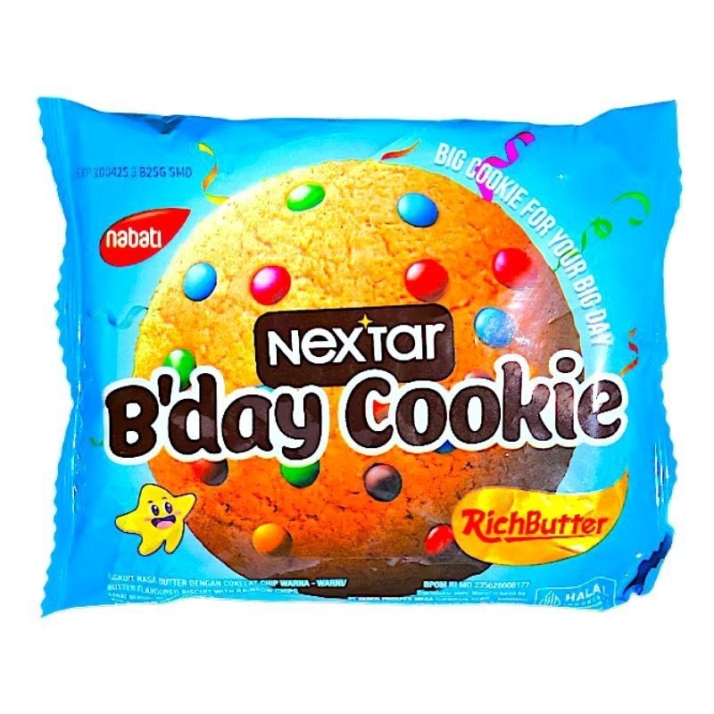 

Baru Nabati Nextar B'day cookie Biskuit rasa Butter dengan coklat chip warna warni RichButter bday kukis