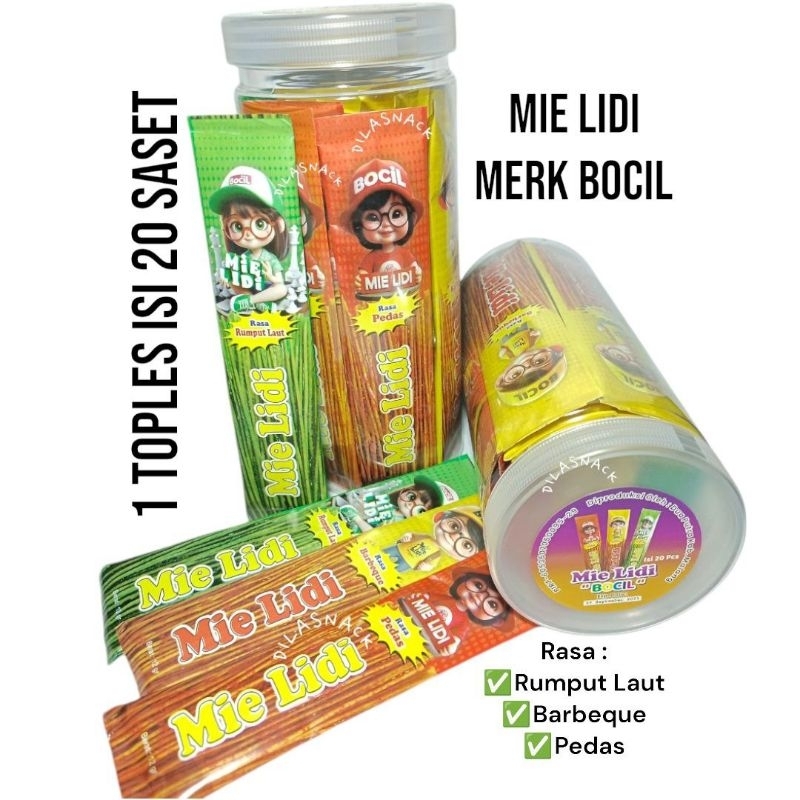 

Mie lidi Bocil 1 toples isi 20 pcs mi lidi karakter termurah viral