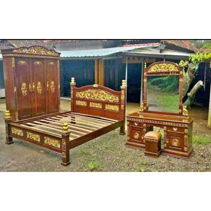 kamar set ruangan almari tempat tidur mejarias ukir kayu jati furniture mebel