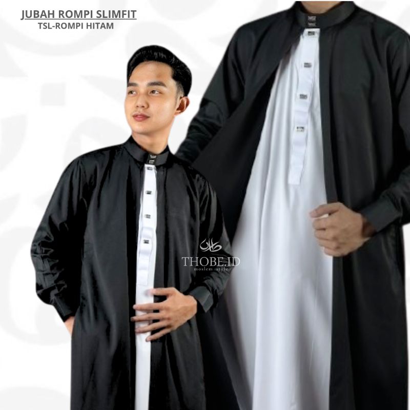 Jubah slimfit rompi sultan kancing snap lengan panjang manset Gamis muslim pria fashion muslim viral