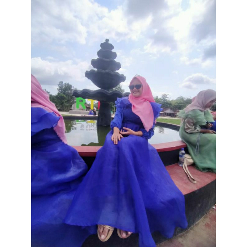 Megha Dress Gamis Brukat Organza Mewah Gaun pesta Maxi Muslim Wanita Premium Terlaris