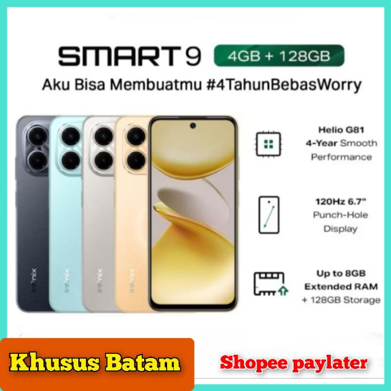 Infinix Smart 9 Ram 4gb/128gb New Android Handphone Garansi Resmi (KHUSUS BATAM)
