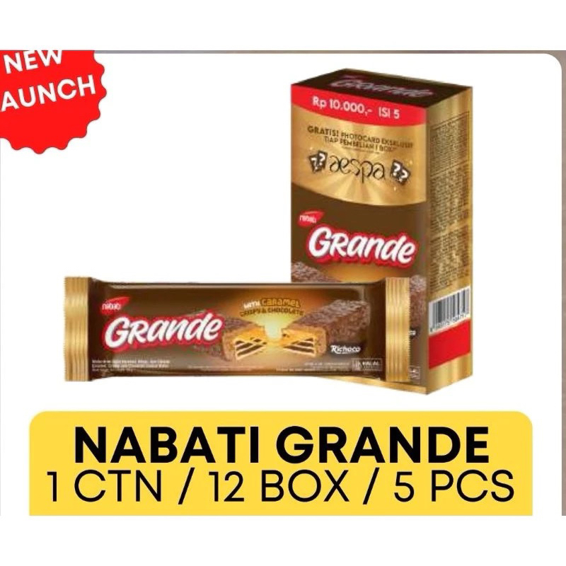 

NABATI GRANDE X AESPA | 1 BOX ISI 5 PCS GRATIS PHOTOCARD AESPA | NABATI NEXTAR GRANDE RICHOCO