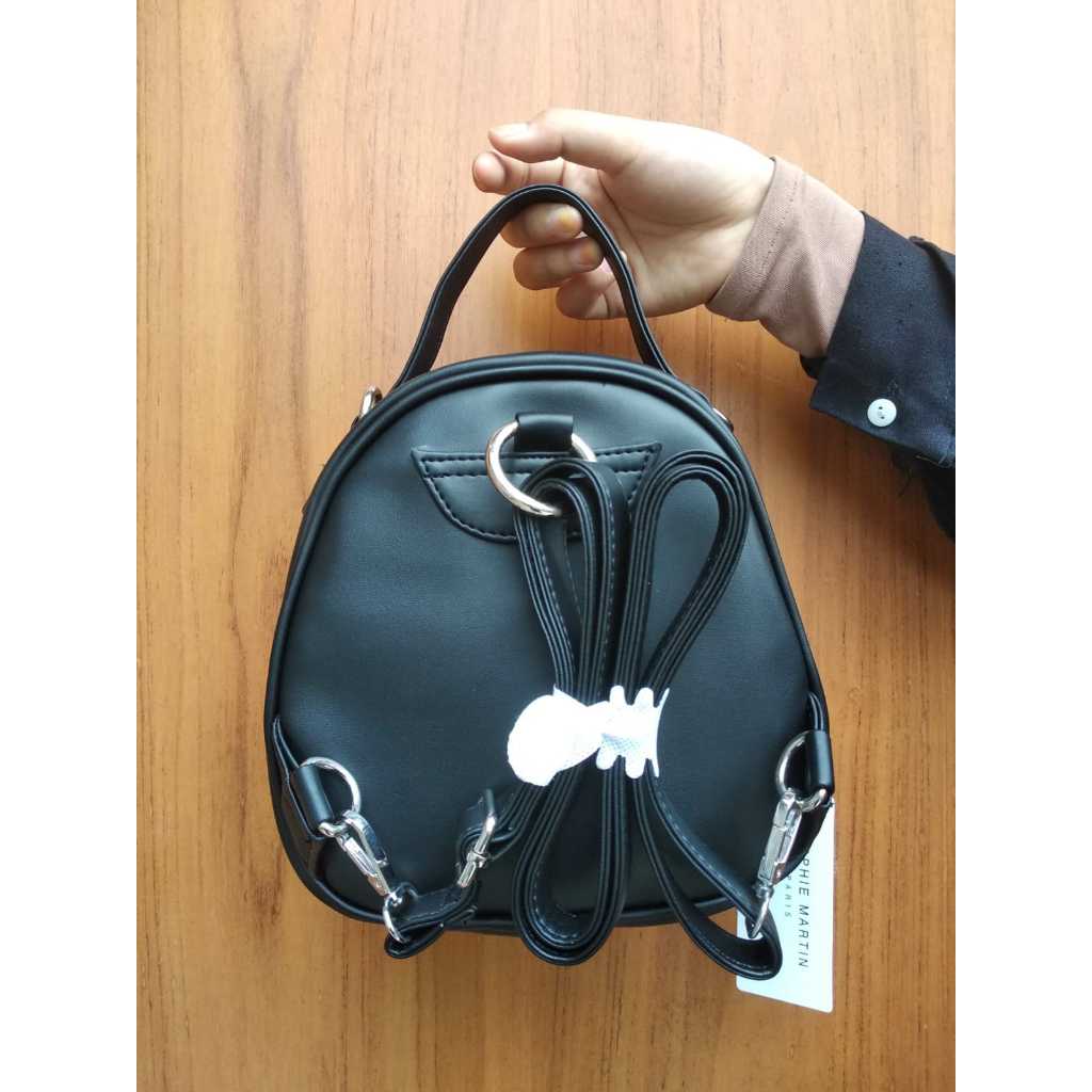 Tas Halinka Black / Pink Ransel 2 Gaya Sophie Martin Promo Woman Bag Backpack Bisa Selempang
