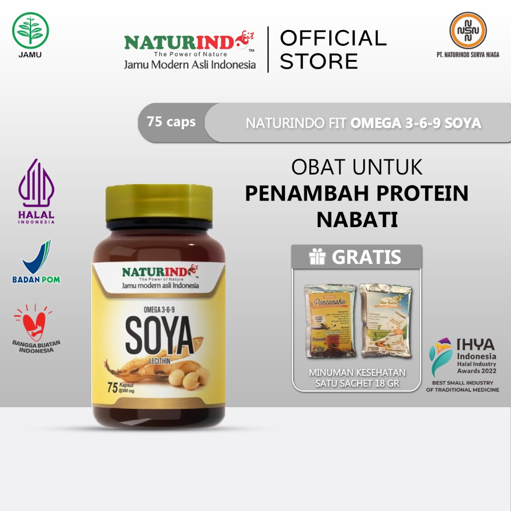 NATURINDO FIT - Omega 3-6-9 Soya Lecithin Rajanya Protein Nabati (Treatment Wajah Masker Jerawat)