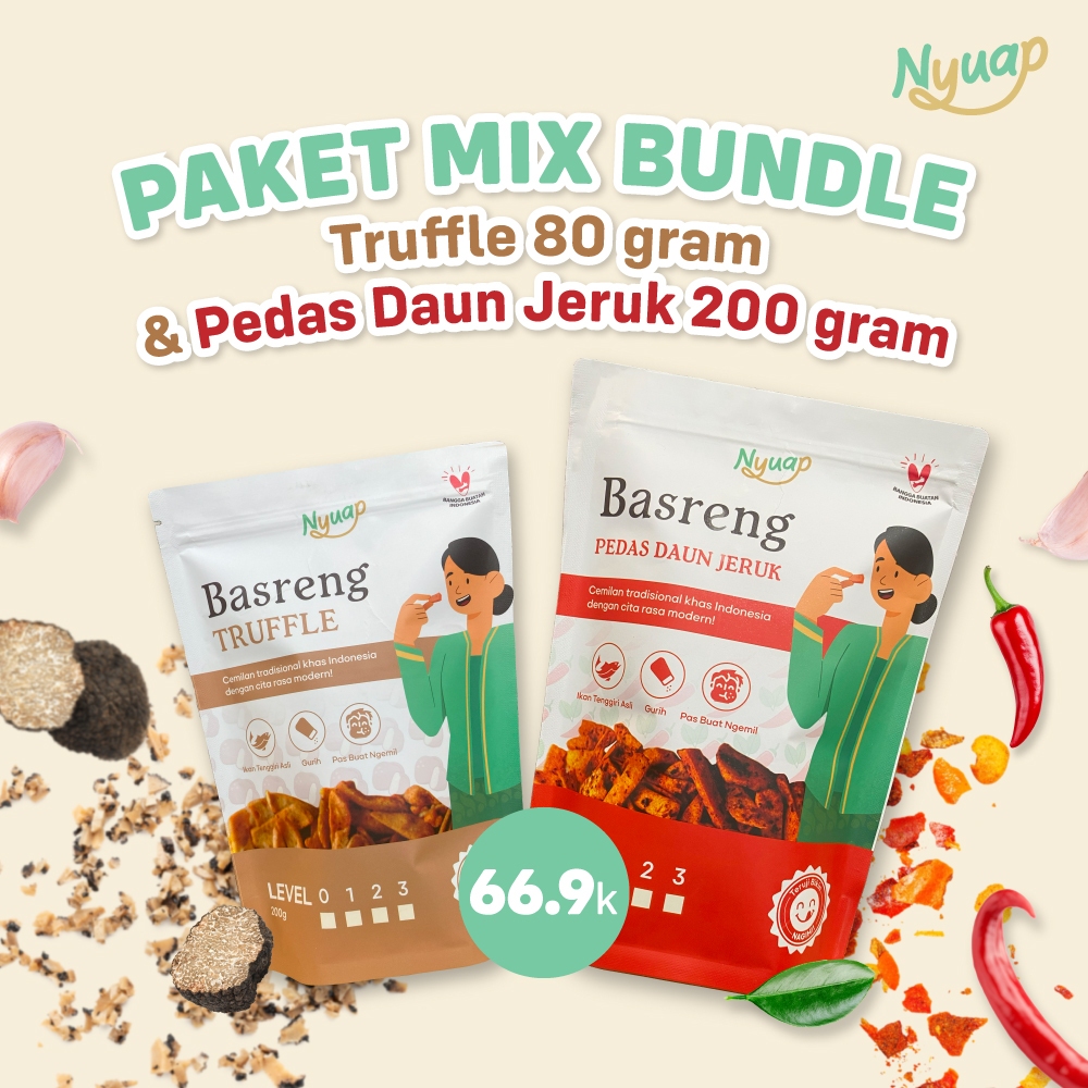 

Basreng Pedas Daun Jeruk 200 gram dan Truffle 80 Gram Bundle