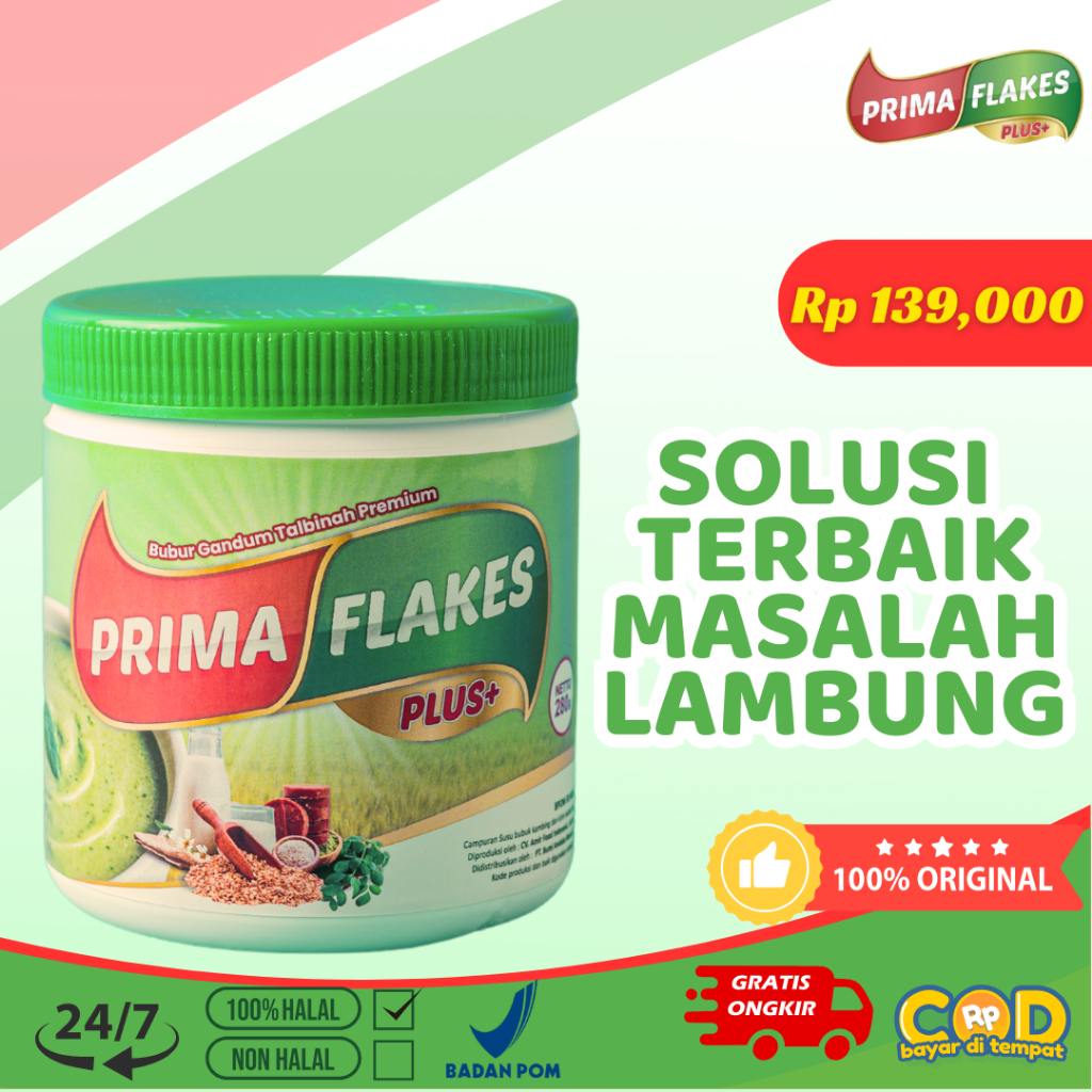 

Primaflakes bubur gandum talbinah bantu atasi Sakit lambung Gerd maag asam lambung menu diet sehat penuhi serat harian sereal gandum talbinah