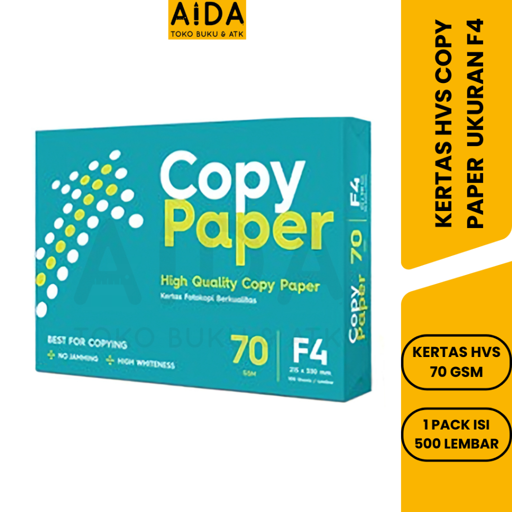 

Kertas HVS F4 Copy Paper 70 Gr 1 Rim isi 500 Lembar/ Kertas Fotocopy F4 Copy Paper Murah