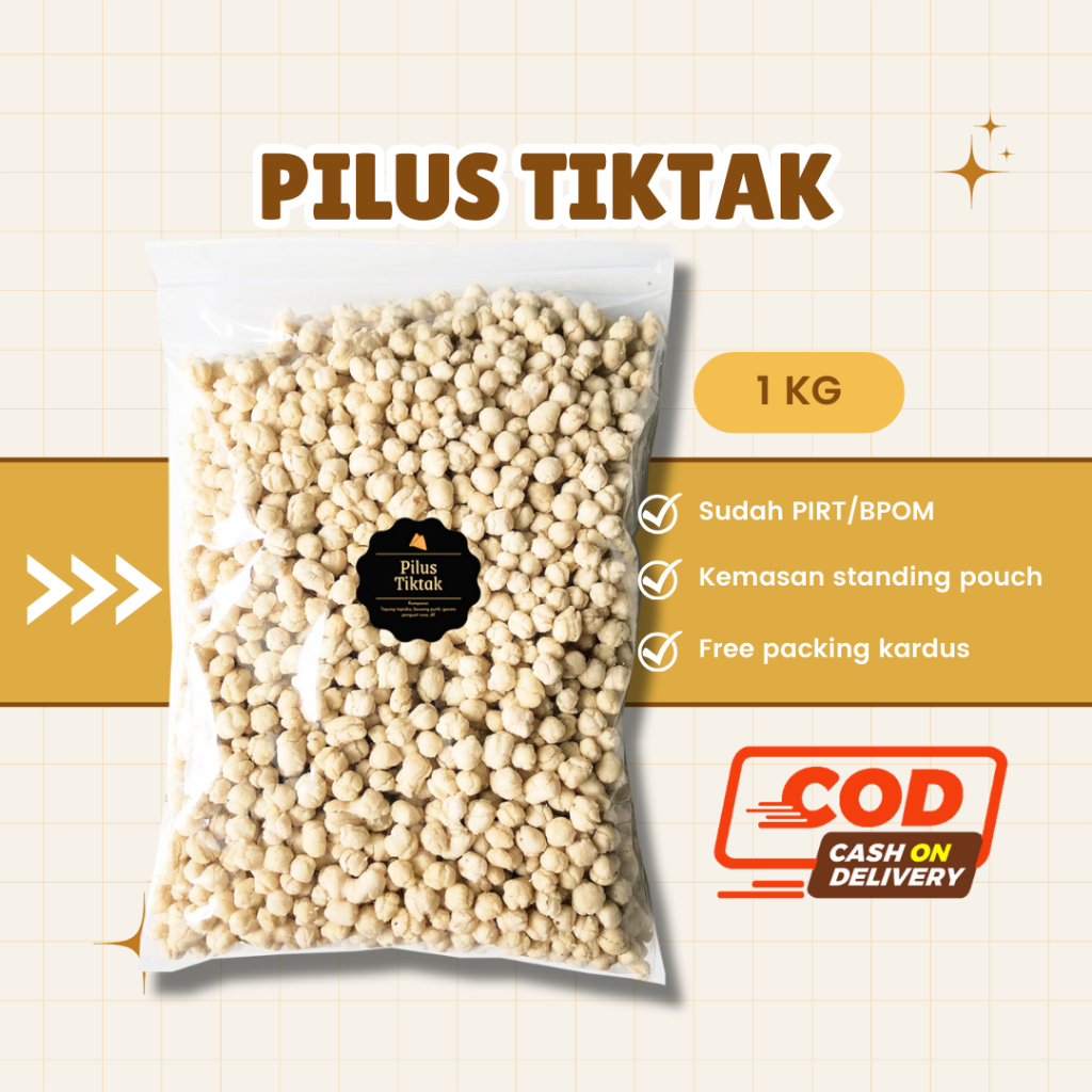 

[DELISH SNACKS] Pilus Tiktak (Grosir) 250gr 500gr 1 KG / Snack Cemilan Kacang Putih Sukro Asin Gurih