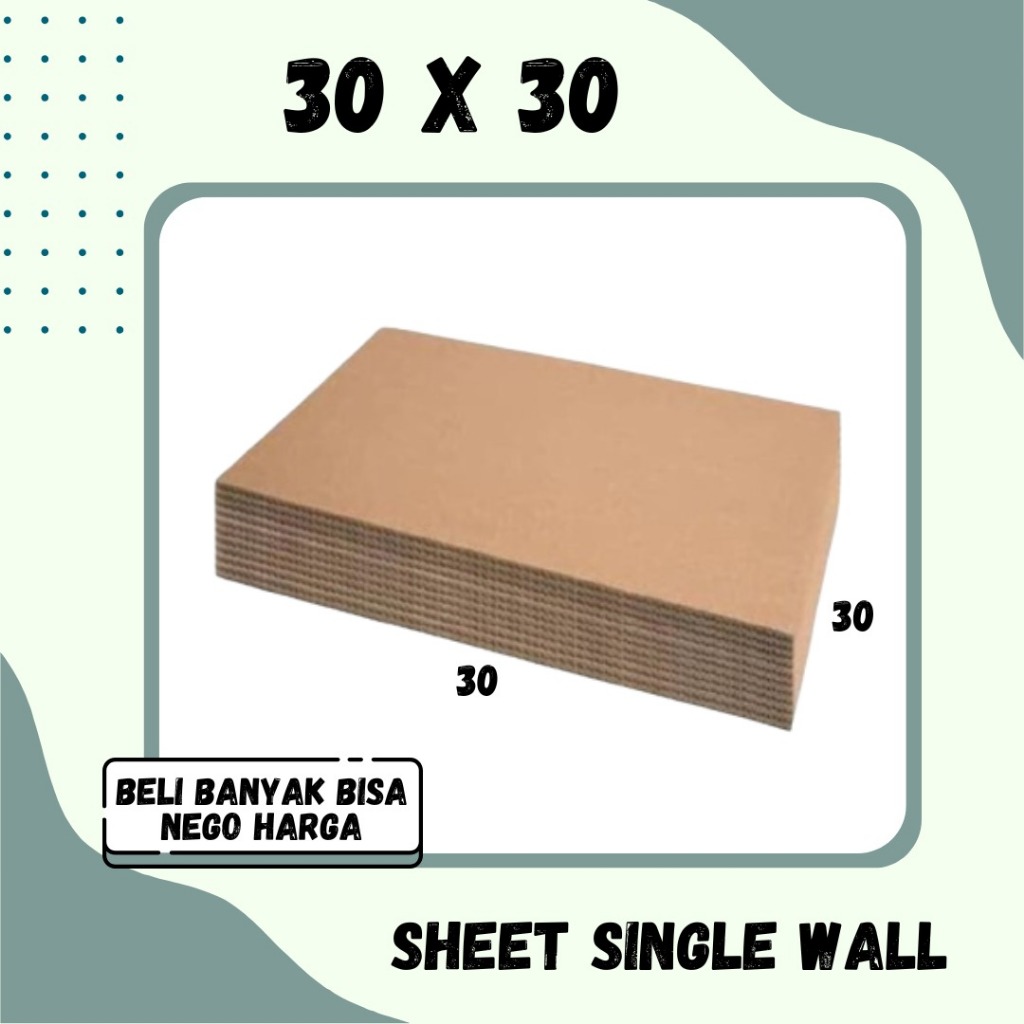 

Sheet 30x30 / 30x20 / 30x10 Lembaran Bahan Polos Single Wall Kardus Coklat Karton Packing