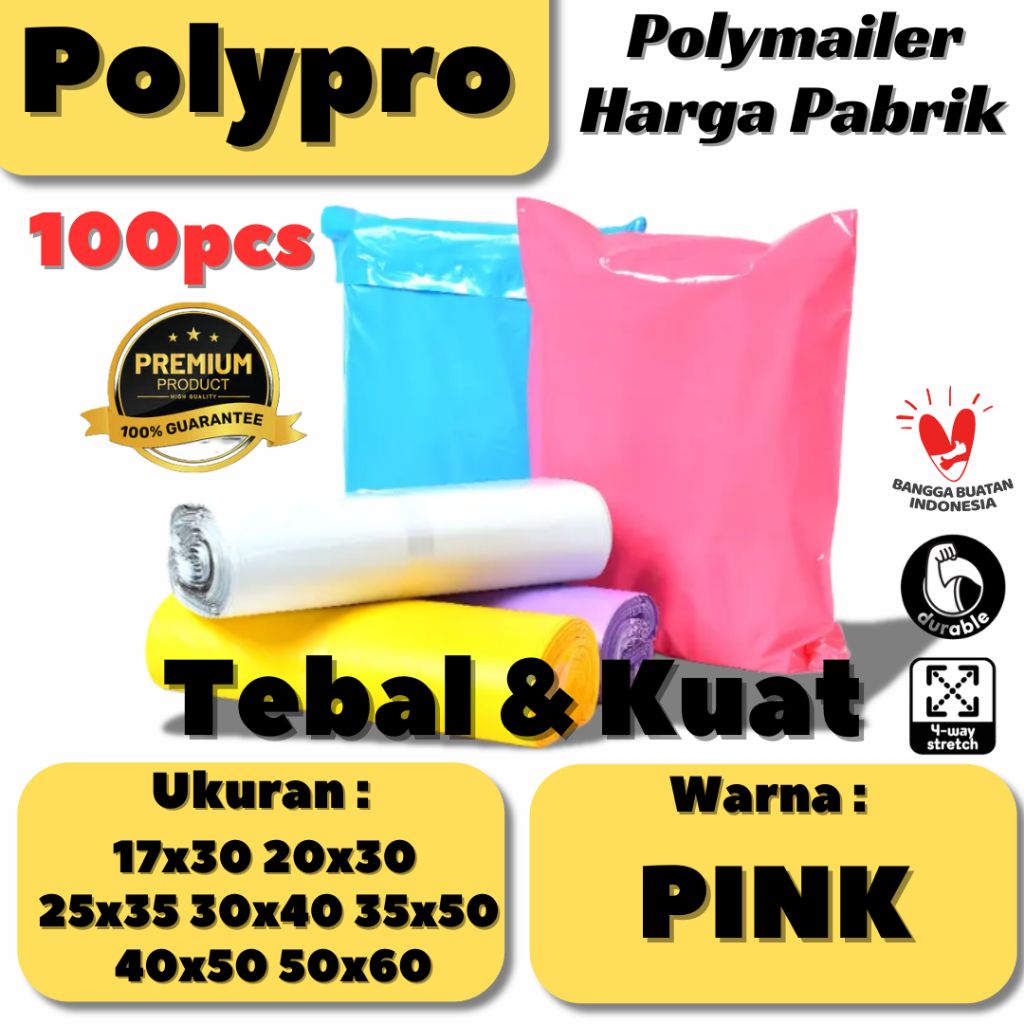 

Polymailer Premium Pink Warna Glossy / Plastik Packing Online / Tebal Kuat / 100Pcs