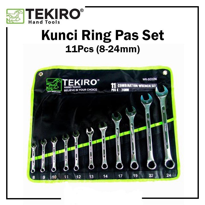 TEKIRO Kunci Ring Pas Set 11pcs ( 8mm-24mm ) /Kunci Ring Pas Set by TEKIRO