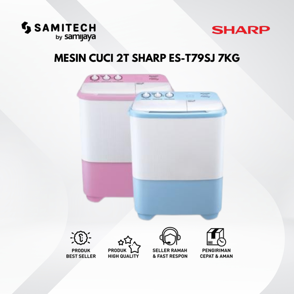 MESIN CUCI 2 TABUNG SHARP ES-T79SJ ES T79SJ 7KG BERGARANSI