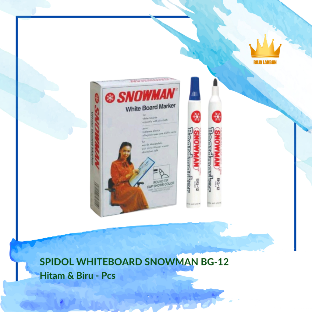 

Spidol Whiteboard Papan Tulis Snowman BG-12 Marker (BISA DIHAPUS)