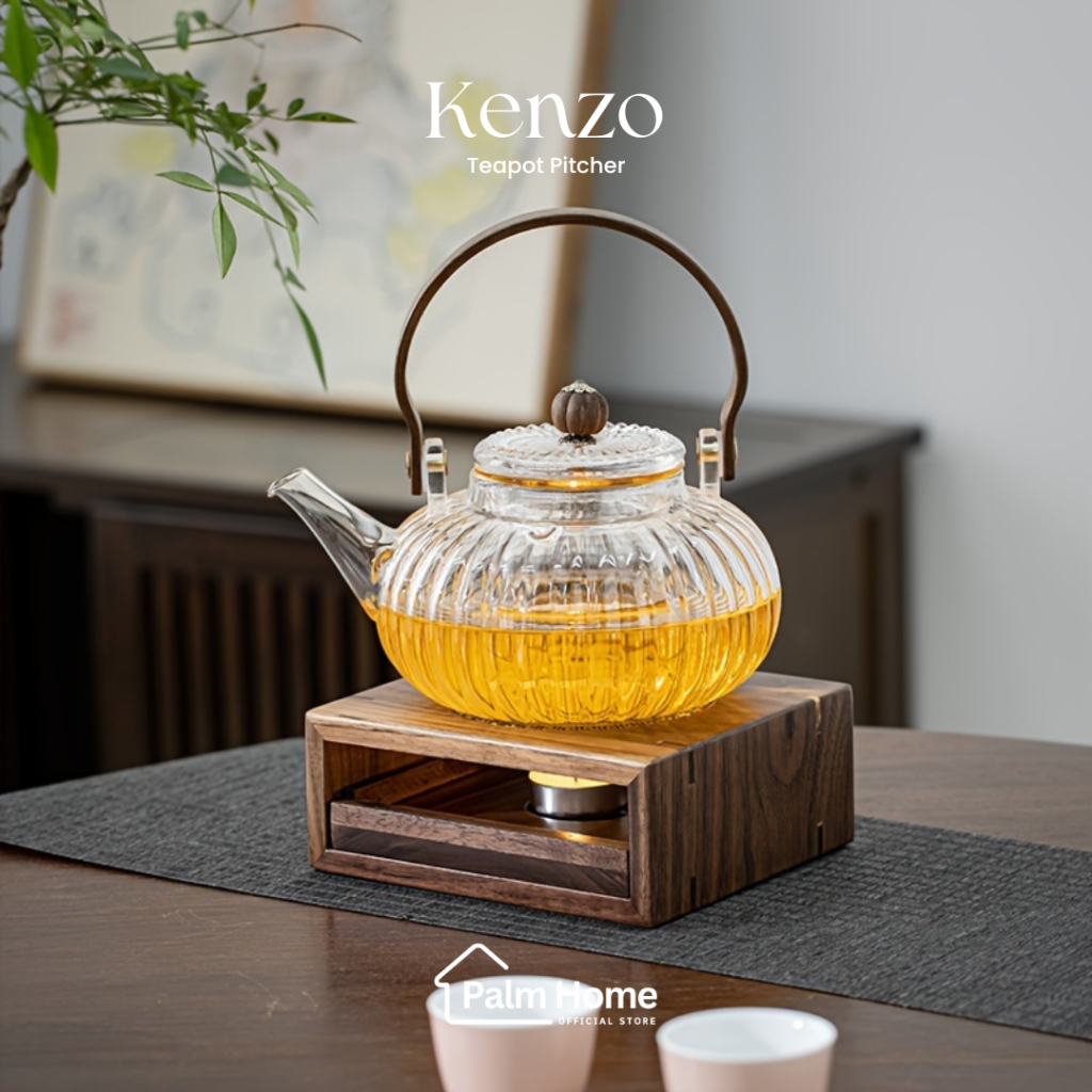 PALM Teko Teh Kaca Tahan Panas Saringan Kaca Rimpang herbal Obat Teh Tahan Panas Kompor