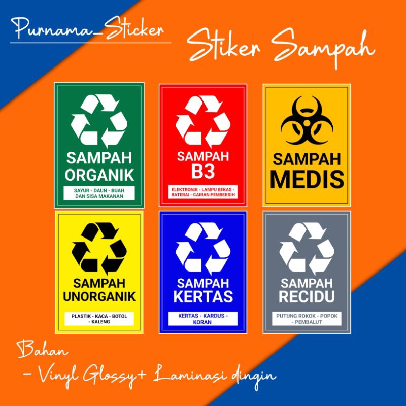 

stiker sampah Bahan vinyl anti luntur