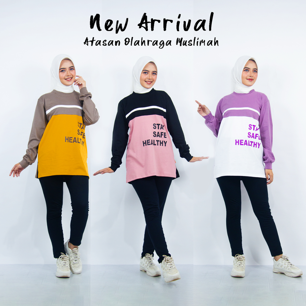 Kaos Atasan Baju Olahraga Wanita Jumbo Baju Gym Wanita Bahan Combed 20s Tebal Adem