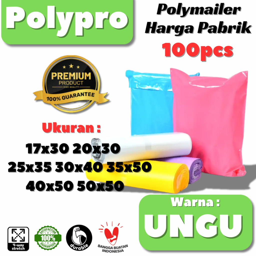 

Polyamiler Premium Ungu Warna GLOSSY / Plastik Packing Online / Tebal Kuat / 100Pcs