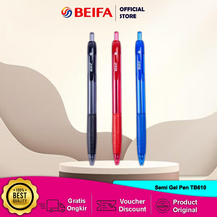 

Beifa Semi Gel Pen 0.5mm Black / Blue Pcs TB610