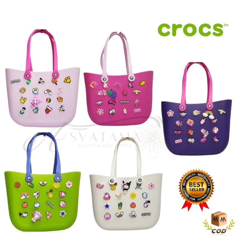 TAS CROCS JIBBITS / TAS CROCS WANITA / TAS CROCS KARET /JIBBITZ / TOTE BAG CROCS / TOTEBAG / Hand ba