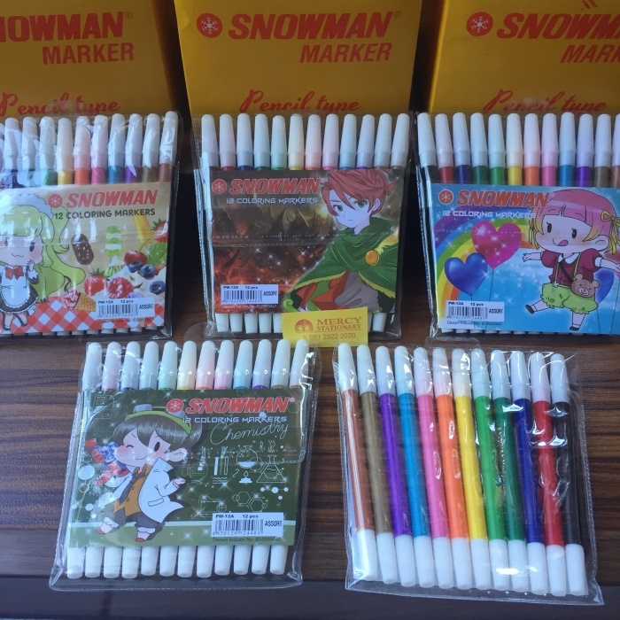 

SATU SET SPIDOL WARNA WARNI SNOWMAN SPIDOL MEWARNAI ISI 12PCS