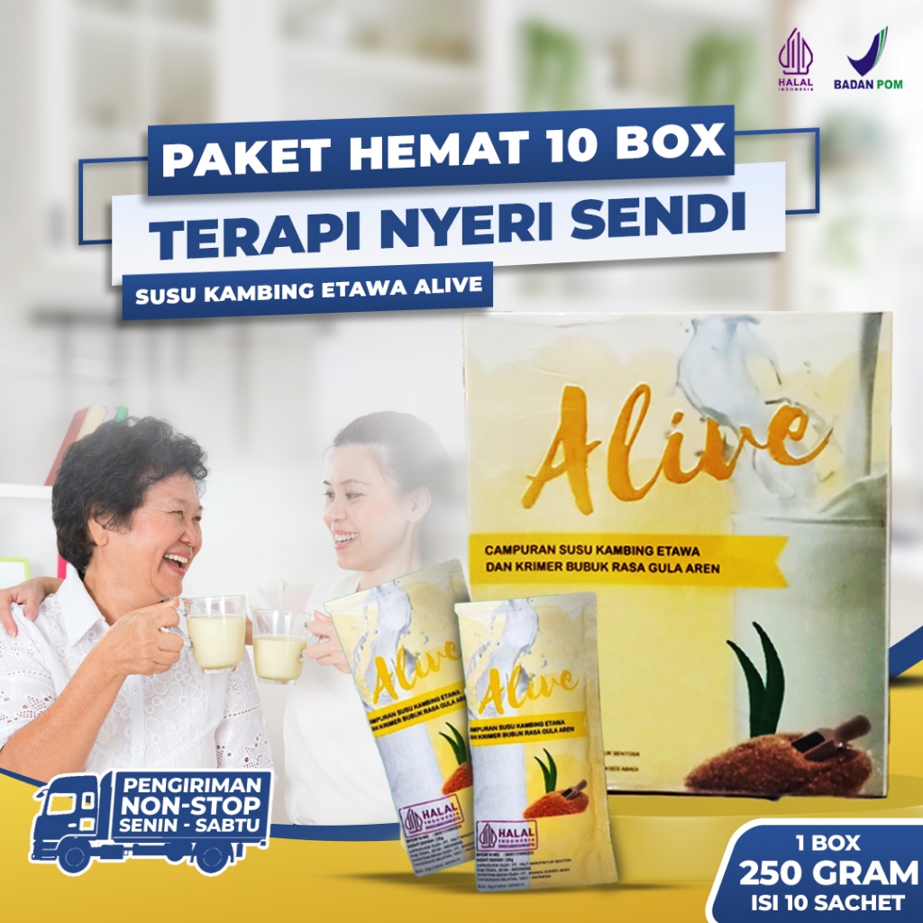 

Alive paket 10 BOX | Susu Etawa Original Asli Sembuh Total Dari Diabetes dan Nyeri Sendi Tulang