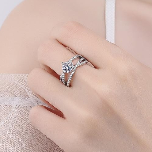 YZ6 Cincin Couple Pasangan Cincin Tunangan Cincin Buat Pacar Berlian 1 Karat Wanita Mewah dan