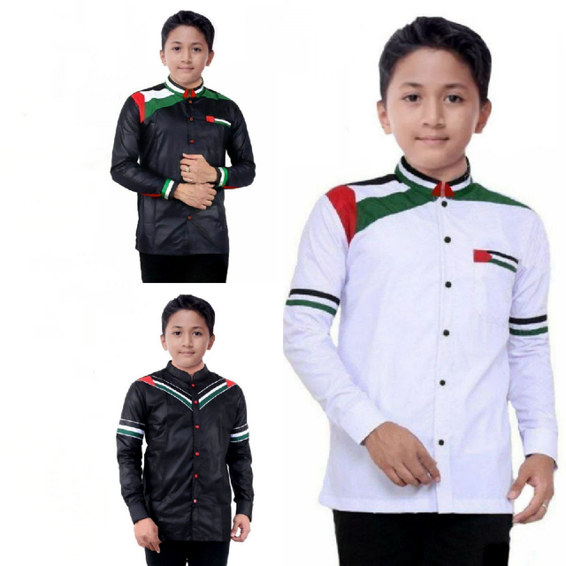 Baju koko anak tanggung lengan panjang bagus motif palestina